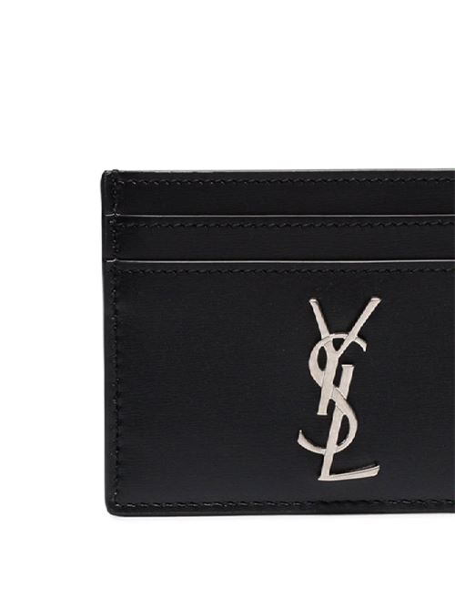 cassandre black leather card holder SAINT LAURENT | 4856310SX0E1000